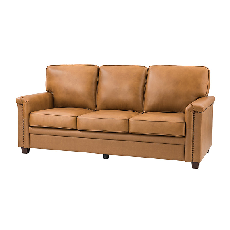 Lea 77.2 Mid-Century Sofa — 3-Seat Faux Leather Couch for Living Room
