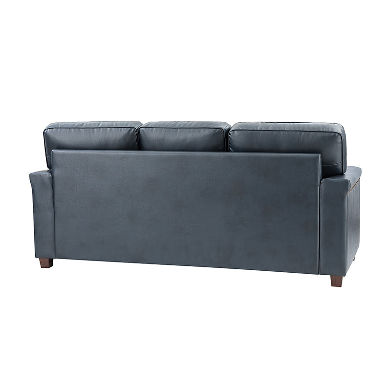 Lea 77.2 Mid-Century Sofa — 3-Seat Faux Leather Couch for Living Room
