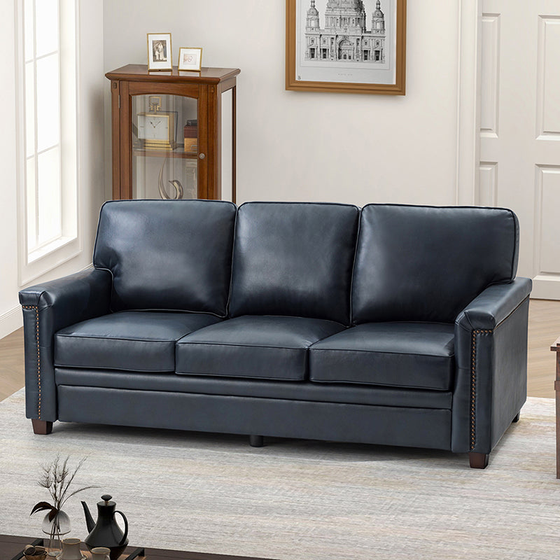 Lea 77.2 Mid-Century Sofa — 3-Seat Faux Leather Couch for Living Room