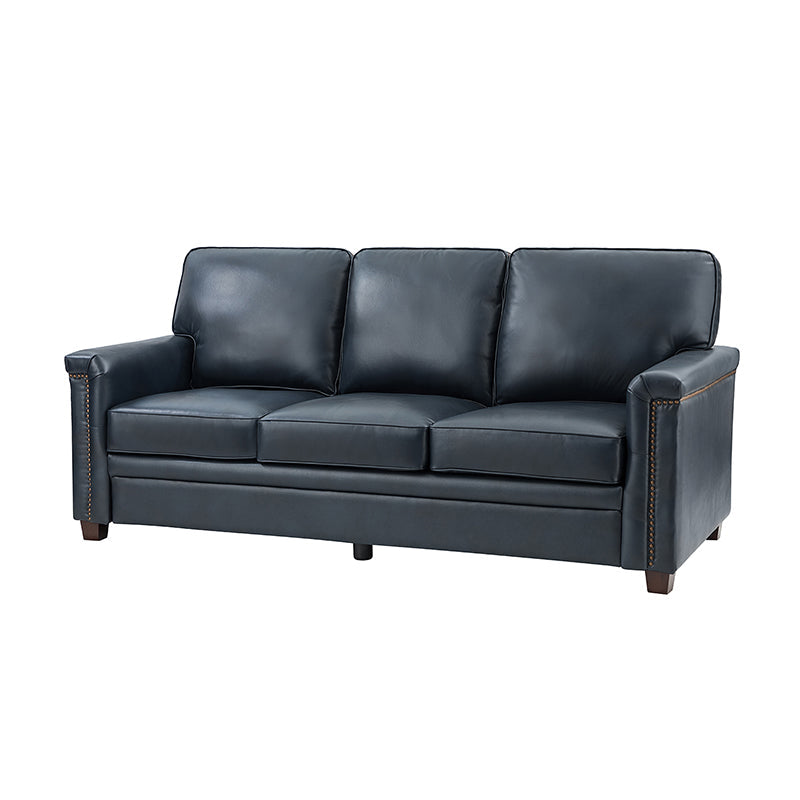 Lea 77.2 Mid-Century Sofa — 3-Seat Faux Leather Couch for Living Room