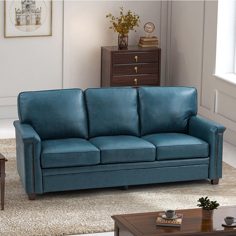 Lea 77.2 Mid-Century Sofa — 3-Seat Faux Leather Couch for Living Room