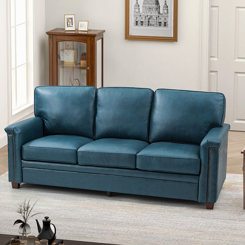 Lea 77.2 Mid-Century Sofa — 3-Seat Faux Leather Couch for Living Room