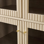 Estrella Modern Gold Frame Glass Display Cabinet with Wine Glass Rack-Bookcase and Bar Storage