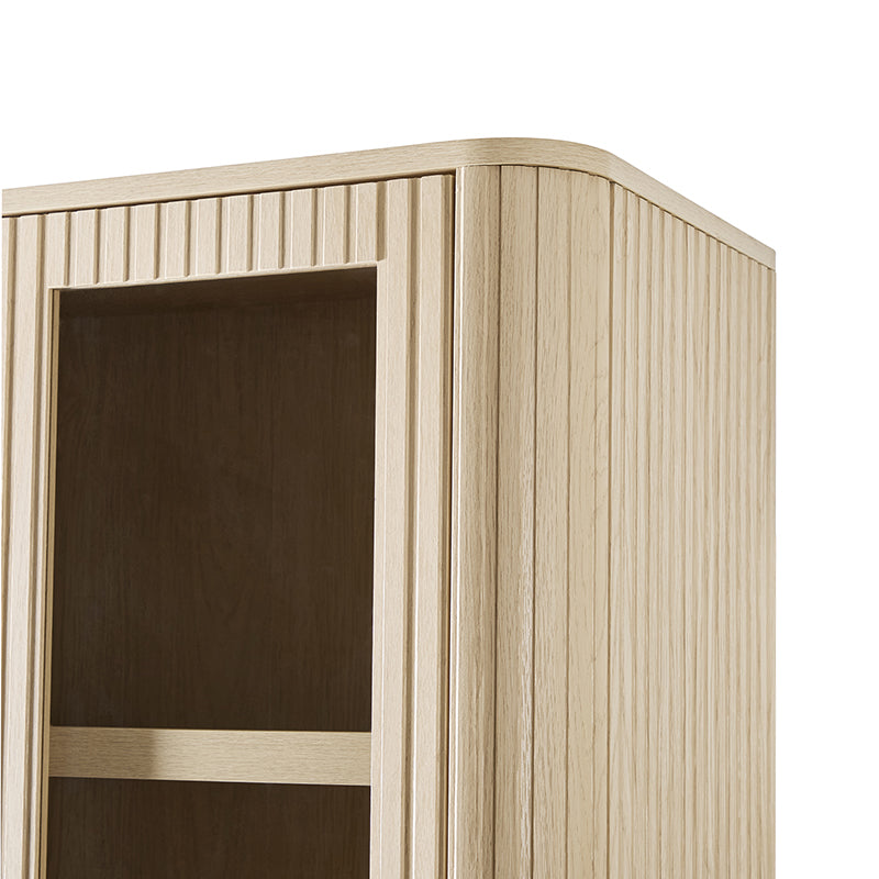 Estrella Modern Gold Frame Glass Display Cabinet with Wine Glass Rack-Bookcase and Bar Storage