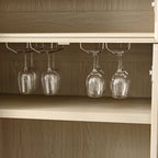 Estrella Modern Gold Frame Glass Display Cabinet with Wine Glass Rack-Bookcase and Bar Storage