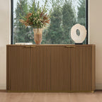 Modern Fluted Curved Wood Cabinet with Elegant Storage Solution