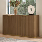 Modern Fluted Curved Wood Cabinet with Elegant Storage Solution