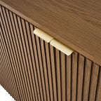Modern Fluted Curved Wood Cabinet with Elegant Storage Solution