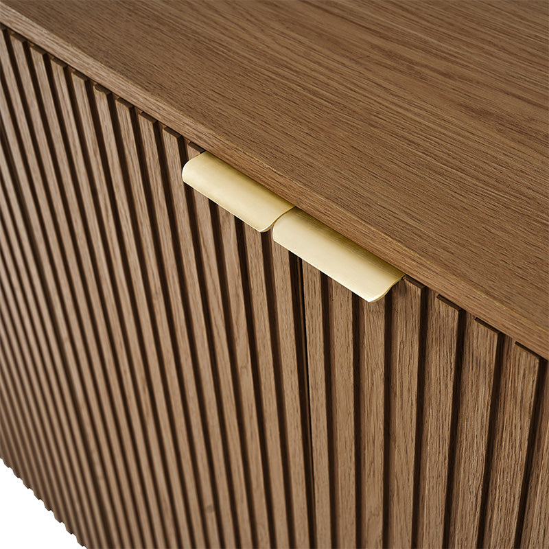 Modern Fluted Curved Wood Cabinet with Elegant Storage Solution