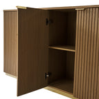 Modern Fluted Curved Wood Cabinet with Elegant Storage Solution