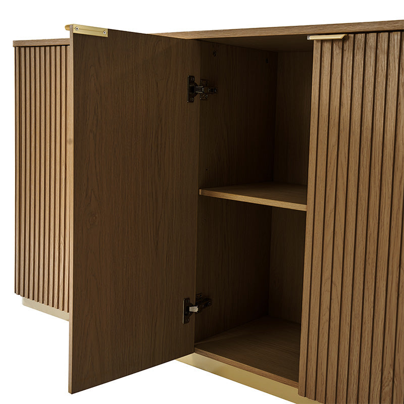 Modern Fluted Curved Wood Cabinet with Elegant Storage Solution