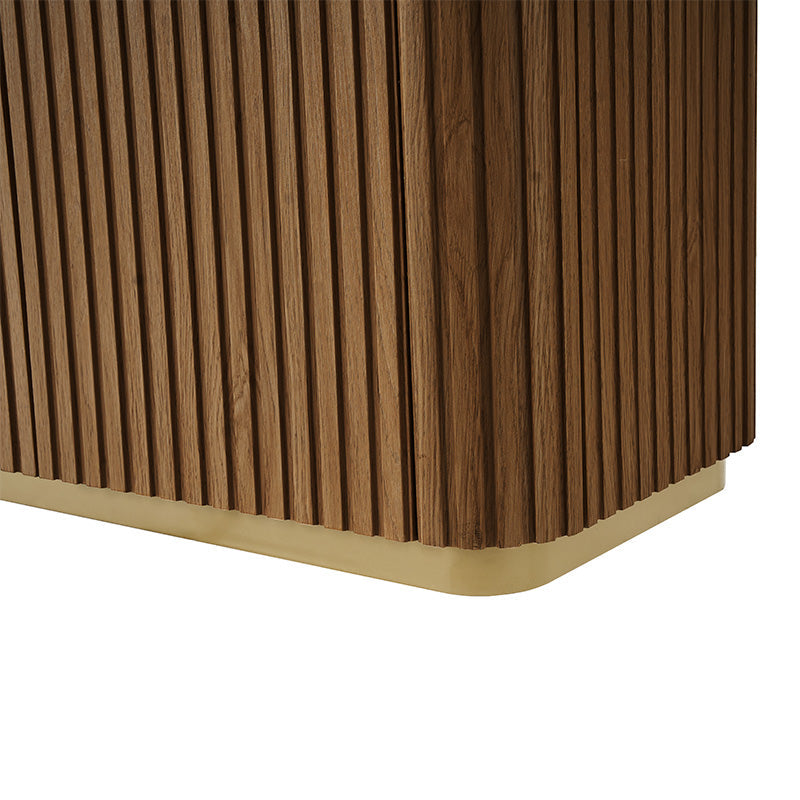 Modern Fluted Curved Wood Cabinet with Elegant Storage Solution