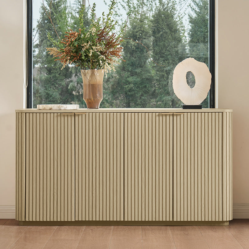 Modern Fluted Curved Wood Cabinet with Elegant Storage Solution
