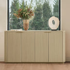 Modern Fluted Curved Wood Cabinet with Elegant Storage Solution