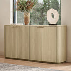 Modern Fluted Curved Wood Cabinet with Elegant Storage Solution