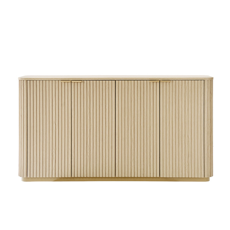 Modern Fluted Curved Wood Cabinet with Elegant Storage Solution