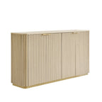 Modern Fluted Curved Wood Cabinet with Elegant Storage Solution