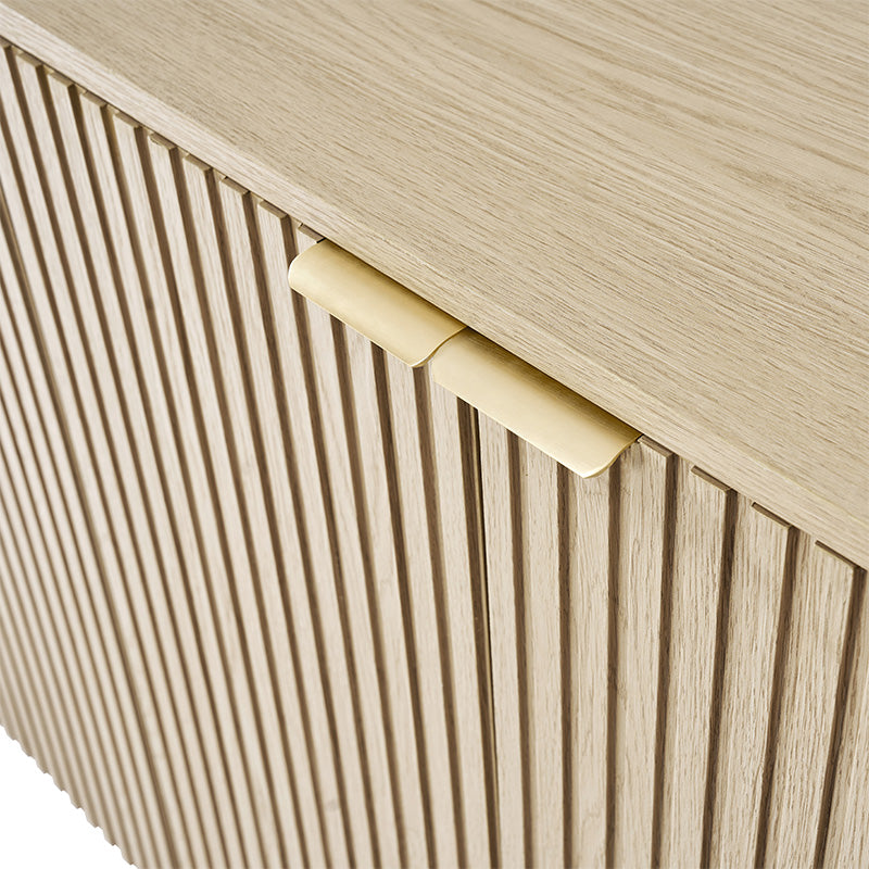 Modern Fluted Curved Wood Cabinet with Elegant Storage Solution