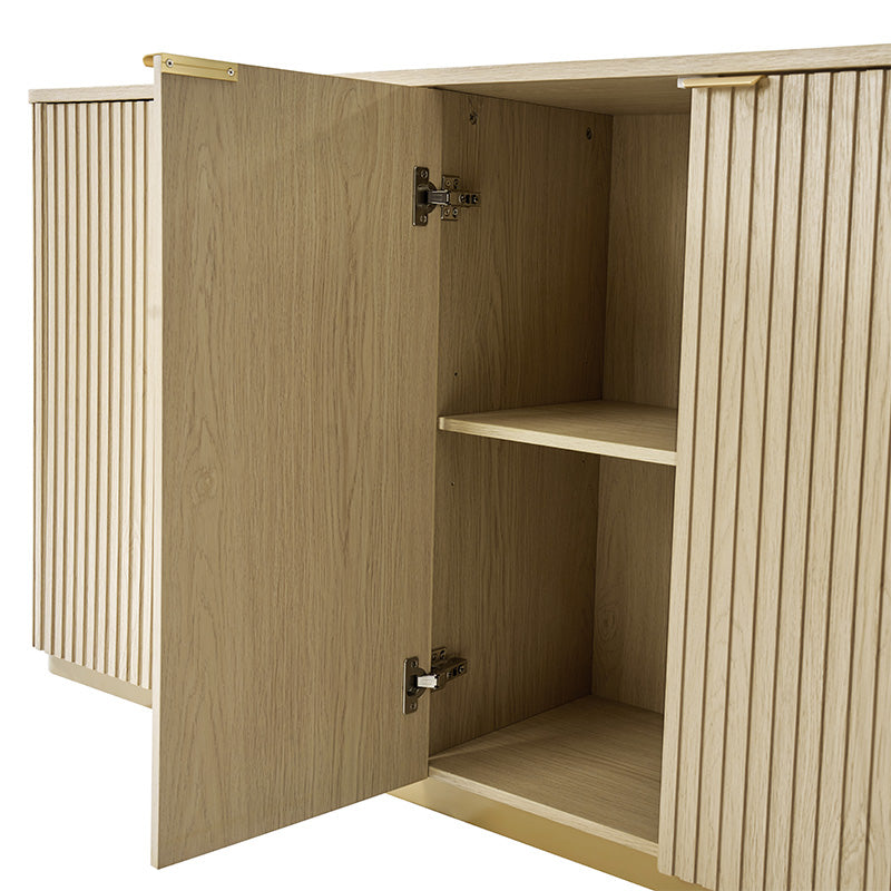 Modern Fluted Curved Wood Cabinet with Elegant Storage Solution
