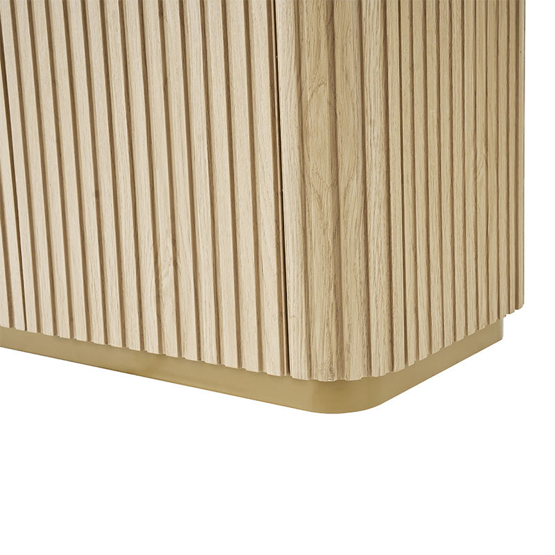 Modern Fluted Curved Wood Cabinet with Elegant Storage Solution