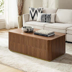 Multifunctional Slatted Design Lift-Top Coffee Table with Hidden Storage and Drawers