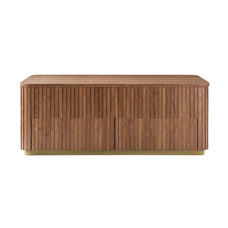 Multifunctional Slatted Design Lift-Top Coffee Table with Hidden Storage and Drawers