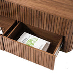 Multifunctional Slatted Design Lift-Top Coffee Table with Hidden Storage and Drawers