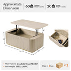 Multifunctional Slatted Design Lift-Top Coffee Table with Hidden Storage and Drawers