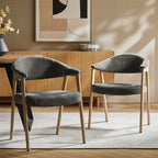 Elena Mid-Century Modern Upholstered Dining Chair with Solid Wood Legs,Set Of 2