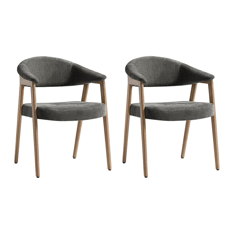 Elena Mid-Century Modern Upholstered Dining Chair with Solid Wood Legs,Set Of 2