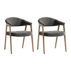 Elena Mid-Century Modern Upholstered Dining Chair with Solid Wood Legs,Set Of 2