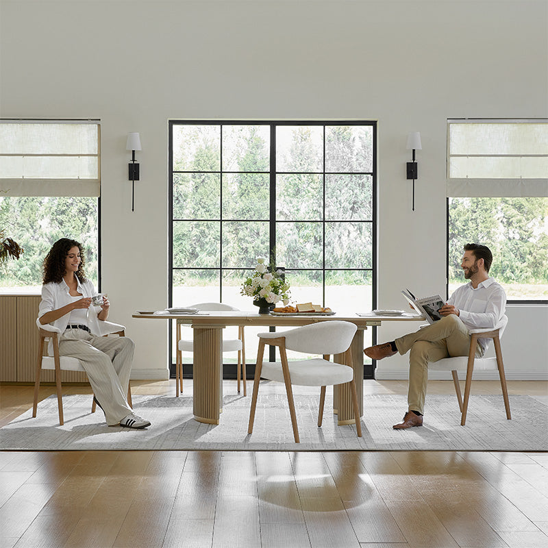 Elena Mid-Century Modern Upholstered Dining Chair with Solid Wood Legs,Set Of 2