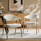 Elena Mid-Century Modern Upholstered Dining Chair with Solid Wood Legs,Set Of 2