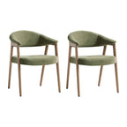 Elena Mid-Century Modern Upholstered Dining Chair with Solid Wood Legs,Set Of 2