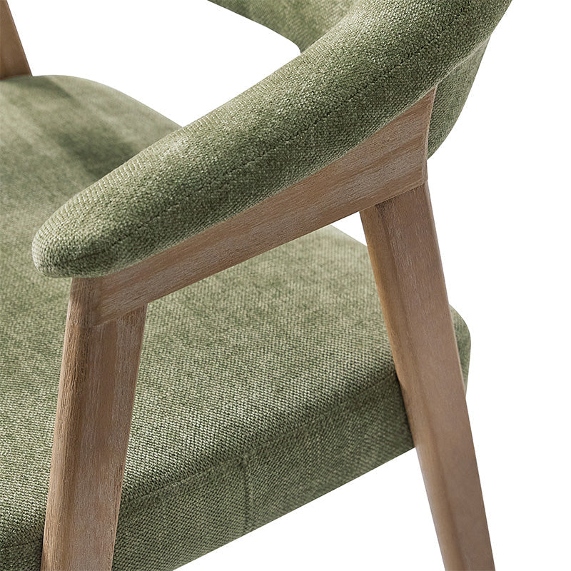 Elena Mid-Century Modern Upholstered Dining Chair with Solid Wood Legs,Set Of 2