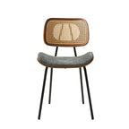 Doley Mid-Century Modern Dining Chair with Rattan Backrest,Set of 2