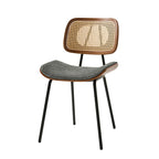 Doley Mid-Century Modern Dining Chair with Rattan Backrest,Set of 2