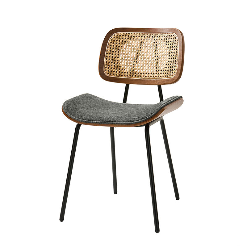 Doley Mid-Century Modern Dining Chair with Rattan Backrest,Set of 2