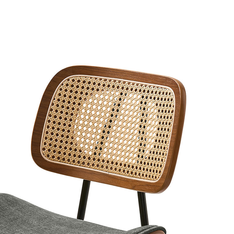 Doley Mid-Century Modern Dining Chair with Rattan Backrest,Set of 2