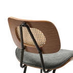 Doley Mid-Century Modern Dining Chair with Rattan Backrest,Set of 2