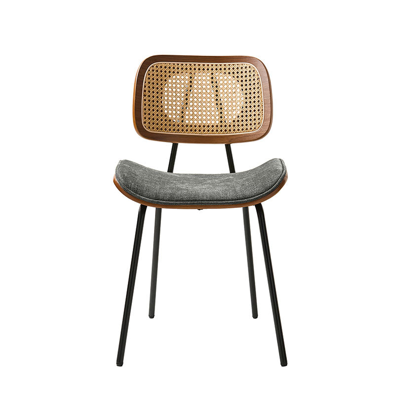 Doley Mid-Century Modern Dining Chair with Rattan Backrest,Set of 2