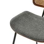 Doley Mid-Century Modern Dining Chair with Rattan Backrest,Set of 2