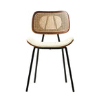 Doley Mid-Century Modern Dining Chair with Rattan Backrest,Set of 2