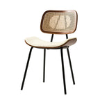 Doley Mid-Century Modern Dining Chair with Rattan Backrest,Set of 2