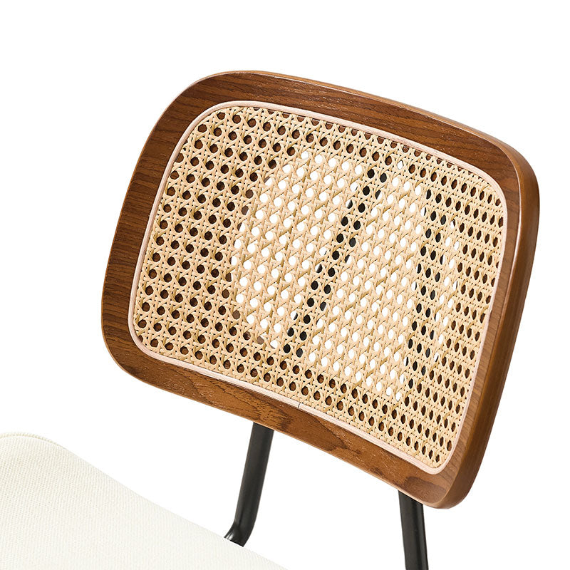 Doley Mid-Century Modern Dining Chair with Rattan Backrest,Set of 2