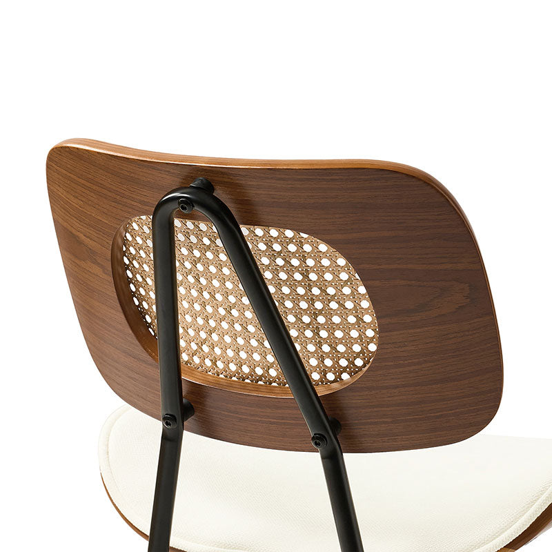 Doley Mid-Century Modern Dining Chair with Rattan Backrest,Set of 2