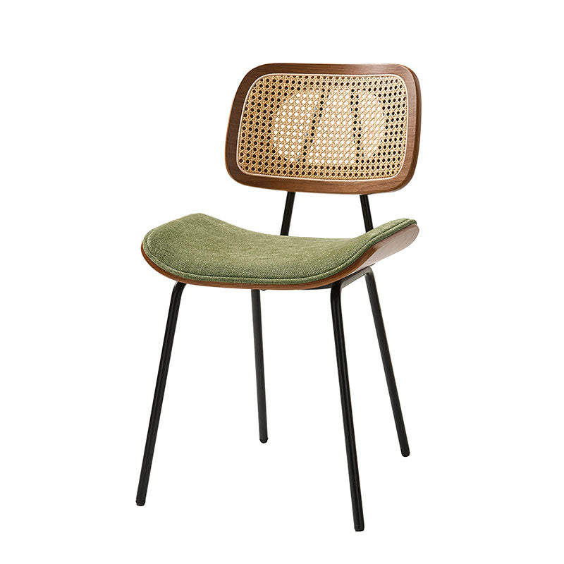 Doley Mid-Century Modern Dining Chair with Rattan Backrest,Set of 2