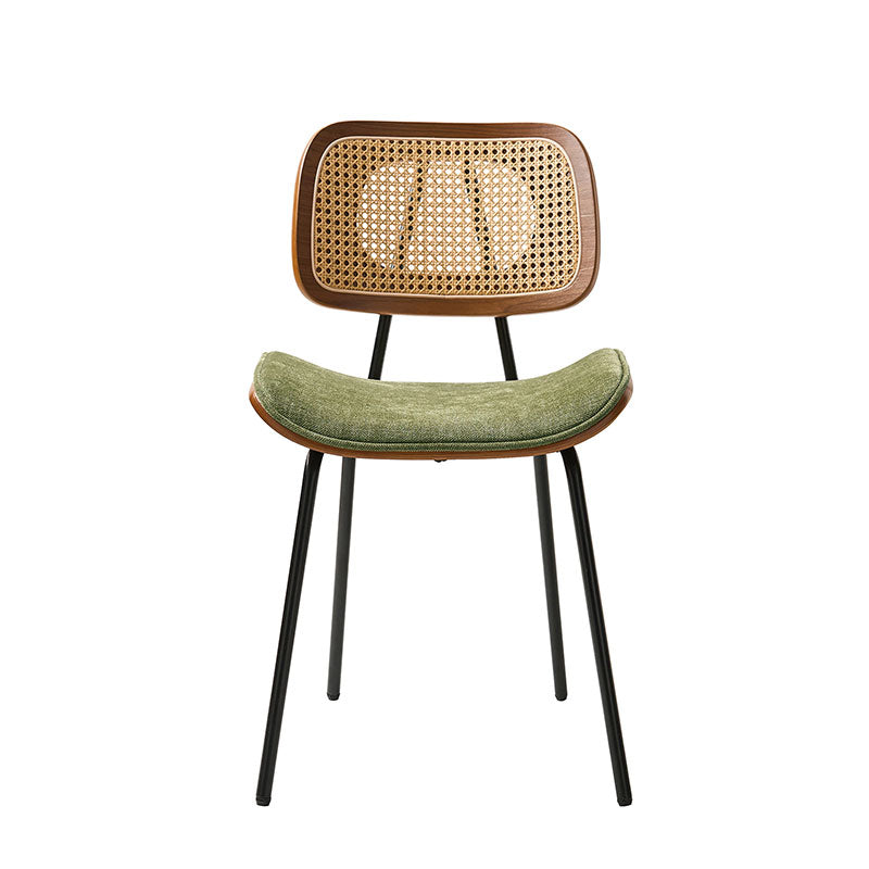 Doley Mid-Century Modern Dining Chair with Rattan Backrest,Set of 2