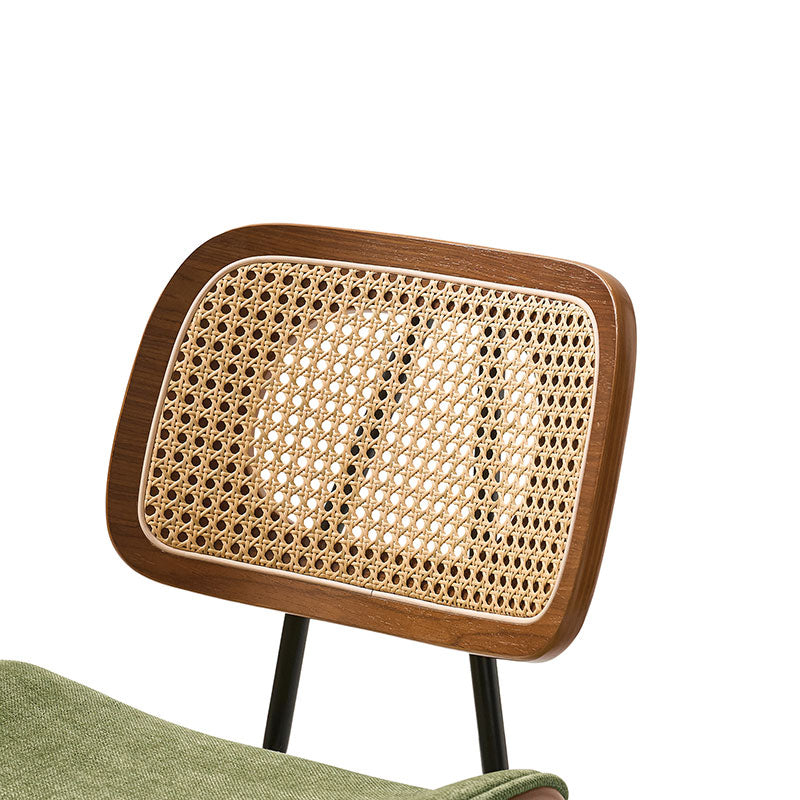 Doley Mid-Century Modern Dining Chair with Rattan Backrest,Set of 2