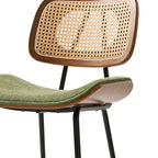 Doley Mid-Century Modern Dining Chair with Rattan Backrest,Set of 2
